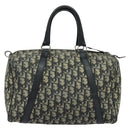 Christian Dior Trotter Canvas Boston Bag Navy Silver Auth 139846-2