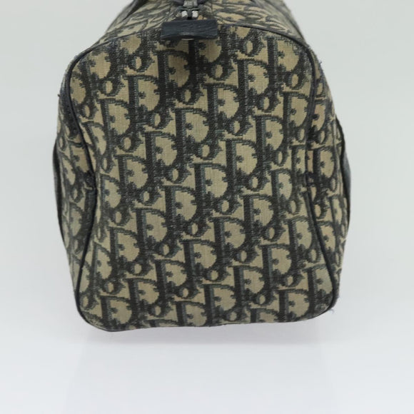 Christian Dior Trotter Canvas Boston Bag Navy Silver Auth 139846