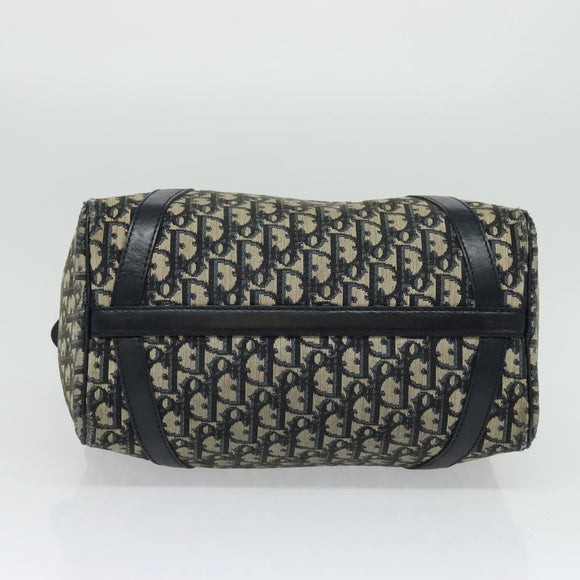 Christian Dior Trotter Canvas Boston Bag Navy Silver Auth 139846