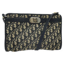 Christian Dior Trotter Canvas Shoulder Bag Navy Gold Auth 139847-1
