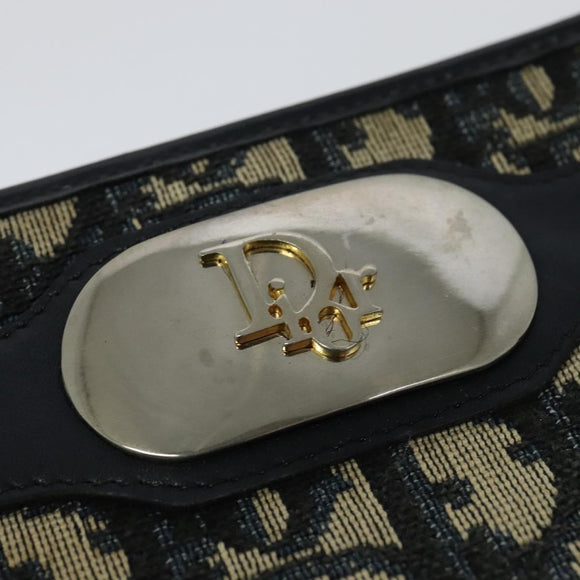 Christian Dior Trotter Canvas Shoulder Bag Navy Gold Auth 139847