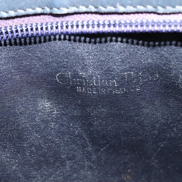 Christian Dior Trotter Canvas Shoulder Bag Navy Gold Auth 139847