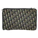 Christian Dior Trotter Canvas Shoulder Bag Navy Gold Auth 139847-3