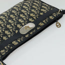 Christian Dior Trotter Canvas Shoulder Bag Navy Gold Auth 139847-6