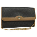 Christian Dior Honeycomb Canvas Chain Shoulder Bag PVC Black Gold Auth 139848-1