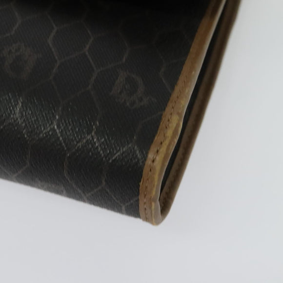 Christian Dior Honeycomb Canvas Chain Shoulder Bag PVC Black Gold Auth 139848