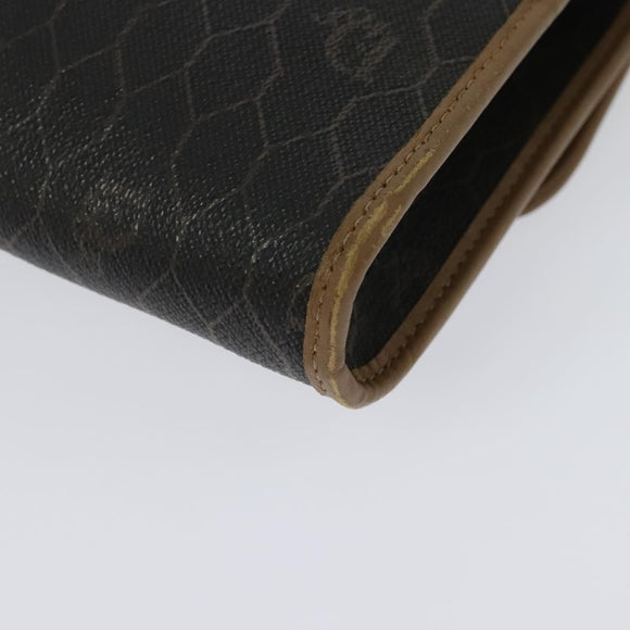 Christian Dior Honeycomb Canvas Chain Shoulder Bag PVC Black Gold Auth 139848