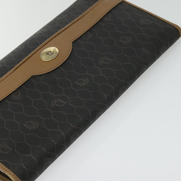 Christian Dior Honeycomb Canvas Chain Shoulder Bag PVC Black Gold Auth 139848