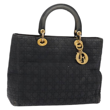 Christian Dior Canage Hand Bag Canvas Black Gold Auth 139849