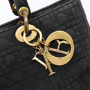 Christian Dior Canage Hand Bag Canvas Black Gold Auth 139849-18