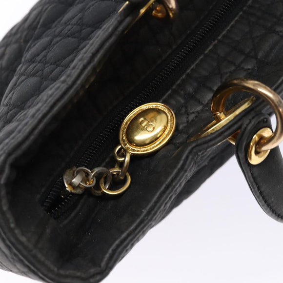 Christian Dior Canage Hand Bag Canvas Black Gold Auth 139849