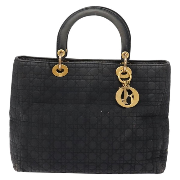 Christian Dior Canage Hand Bag Canvas Black Gold Auth 139849