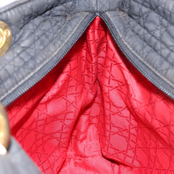 Christian Dior Canage Hand Bag Canvas Black Gold Auth 139849