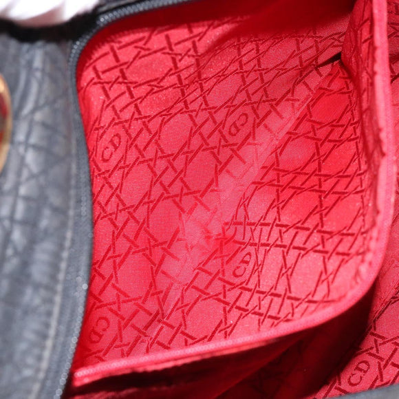 Christian Dior Canage Hand Bag Canvas Black Gold Auth 139849