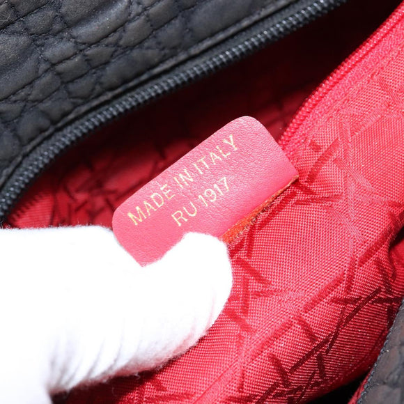 Christian Dior Canage Hand Bag Canvas Black Gold Auth 139849