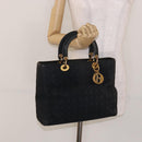 Christian Dior Canage Hand Bag Canvas Black Gold Auth 139849-23
