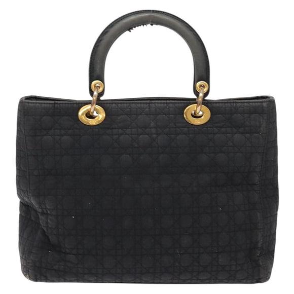 Christian Dior Canage Hand Bag Canvas Black Gold Auth 139849