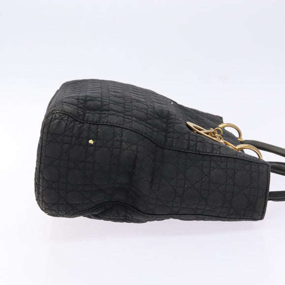 Christian Dior Canage Hand Bag Canvas Black Gold Auth 139849