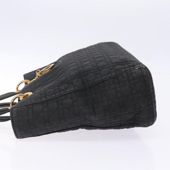 Christian Dior Canage Hand Bag Canvas Black Gold Auth 139849