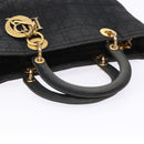 Christian Dior Canage Hand Bag Canvas Black Gold Auth 139849-7