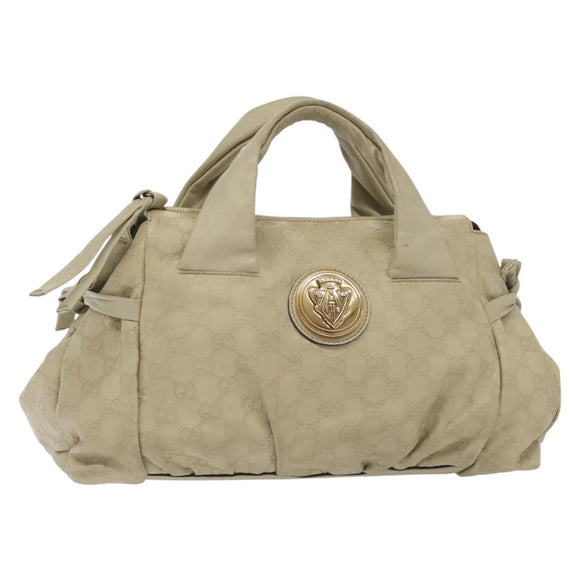GUCCI GG Canvas Guccissima Hand Bag Leather Ivory Gold 197020 Auth 139852