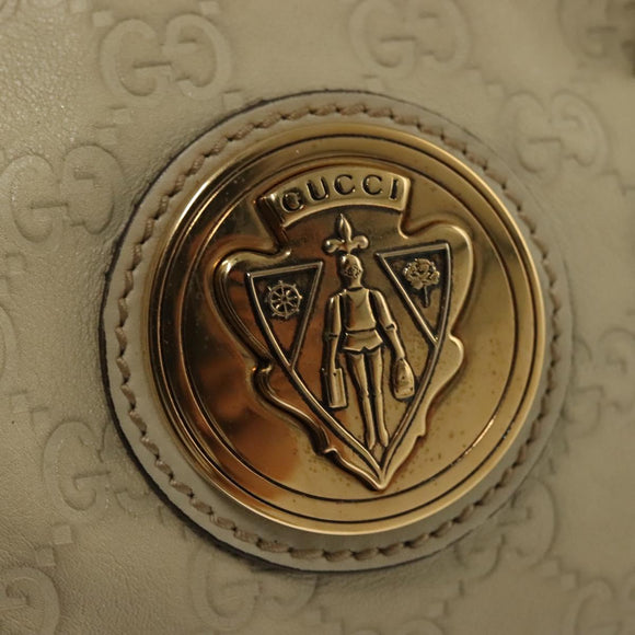 GUCCI GG Canvas Guccissima Hand Bag Leather Ivory Gold 197020 Auth 139852