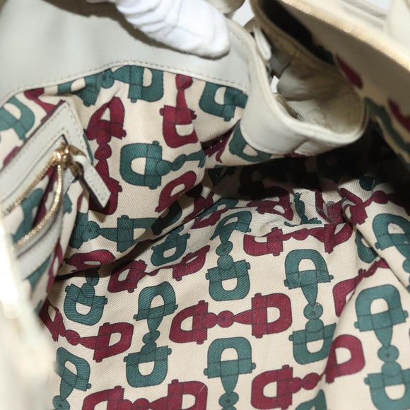 GUCCI GG Canvas Guccissima Hand Bag Leather Ivory Gold 197020 Auth 139852