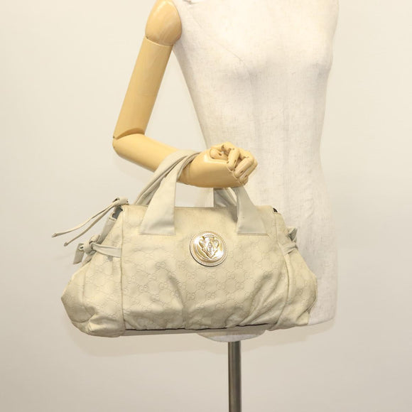 GUCCI GG Canvas Guccissima Hand Bag Leather Ivory Gold 197020 Auth 139852