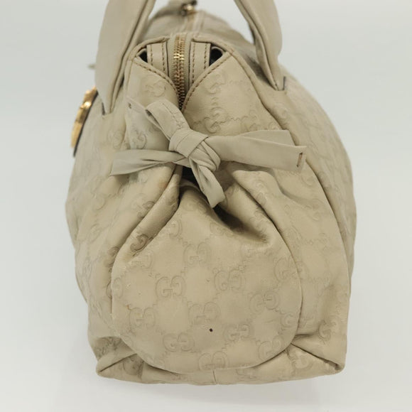 GUCCI GG Canvas Guccissima Hand Bag Leather Ivory Gold 197020 Auth 139852