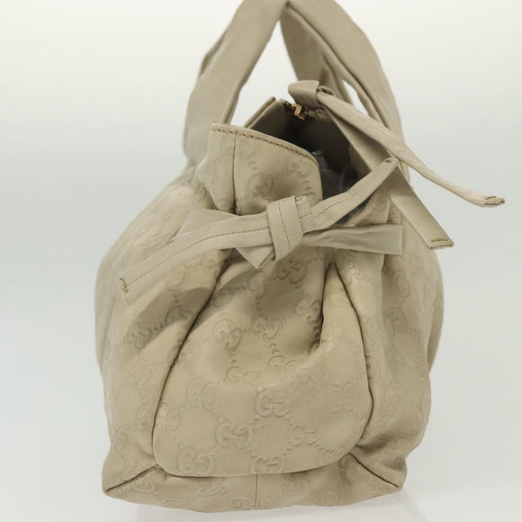 GUCCI GG Canvas Guccissima Hand Bag Leather Ivory Gold 197020 Auth 139852