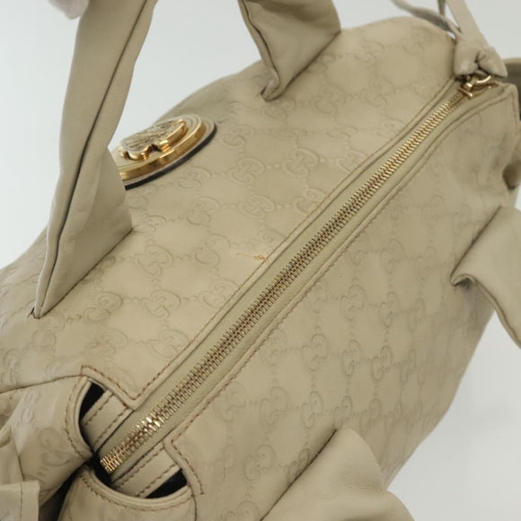 GUCCI GG Canvas Guccissima Hand Bag Leather Ivory Gold 197020 Auth 139852