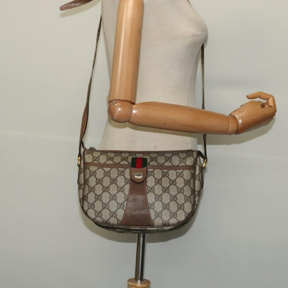 GUCCI GG Supreme Web Sherry Line Shoulder Bag PVC Beige 89 02 032 Auth 139856