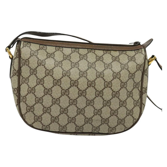 GUCCI GG Supreme Web Sherry Line Shoulder Bag PVC Beige 89 02 032 Auth 139856