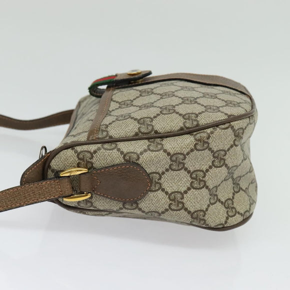 GUCCI GG Supreme Web Sherry Line Shoulder Bag PVC Beige 89 02 032 Auth 139856
