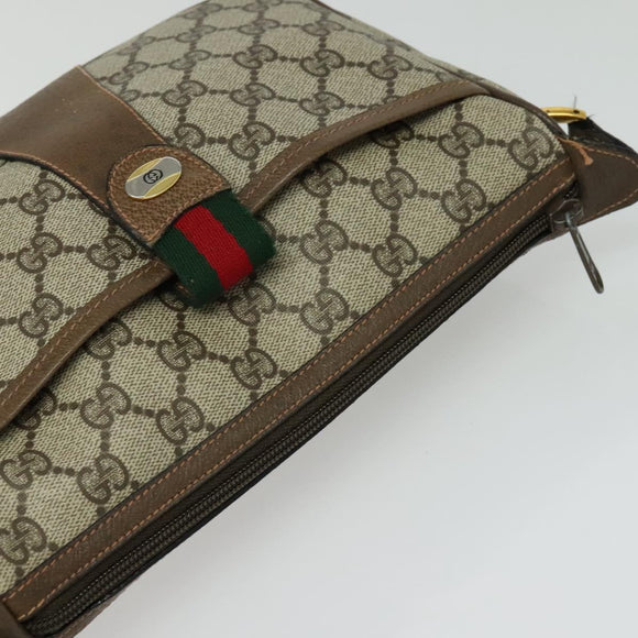 GUCCI GG Supreme Web Sherry Line Shoulder Bag PVC Beige 89 02 032 Auth 139856