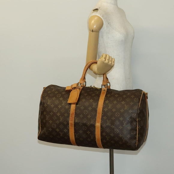 LOUIS VUITTON Monogram Keepall Bandouliere 50 Hand Bag M41416 LV Auth 139878
