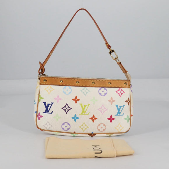 LOUIS VUITTON Monogram Multicolor Pochette Pouch White M92649 LV Auth 139900V