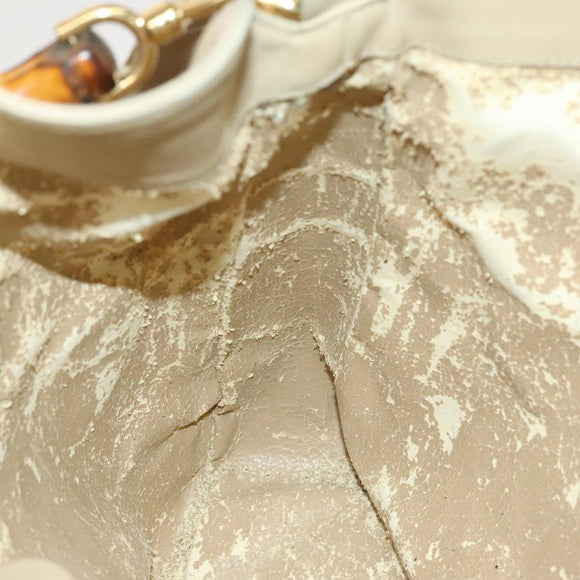 GUCCI Bamboo Shoulder Bag Leather 2way Beige Gold 001 2852 1577 0 Auth 139901