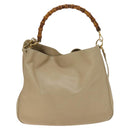GUCCI Bamboo Shoulder Bag Leather 2way Beige Gold 001 2852 1577 0 Auth 139901-3