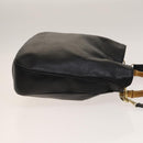 GUCCI Bamboo Shoulder Bag Leather 2way Black Gold 001 3444 1577 Auth 139902-3