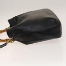 GUCCI Bamboo Shoulder Bag Leather 2way Black Gold 001 3444 1577 Auth 139902-4