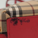 BURBERRY Nova Check Tote Bag PVC Beige Pink gold Auth 139904-6