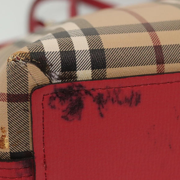 BURBERRY Nova Check Tote Bag PVC Beige Pink gold Auth 139904