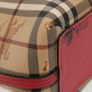 BURBERRY Nova Check Tote Bag PVC Beige Pink gold Auth 139904-10