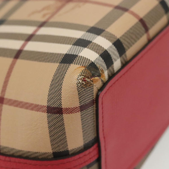 BURBERRY Nova Check Tote Bag PVC Beige Pink gold Auth 139904