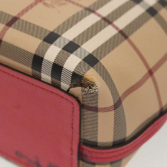 BURBERRY Nova Check Tote Bag PVC Beige Pink gold Auth 139904