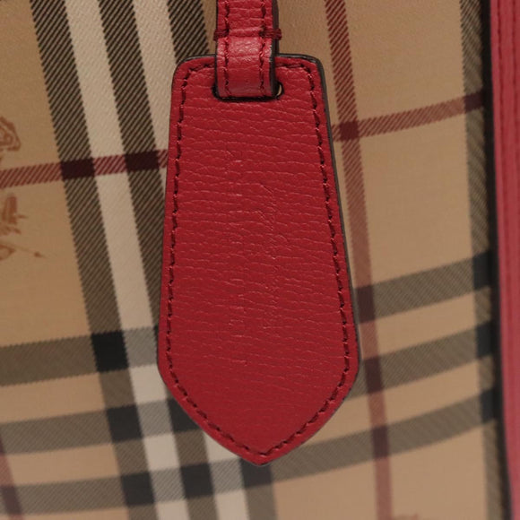 BURBERRY Nova Check Tote Bag PVC Beige Pink gold Auth 139904