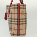 BURBERRY Nova Check Tote Bag PVC Beige Pink gold Auth 139904-3
