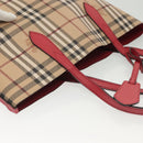 BURBERRY Nova Check Tote Bag PVC Beige Pink gold Auth 139904-7