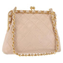 CHANEL Matelasse Chain Shoulder Bag Lamb Skin Pink Gold CC Auth 139905V-1